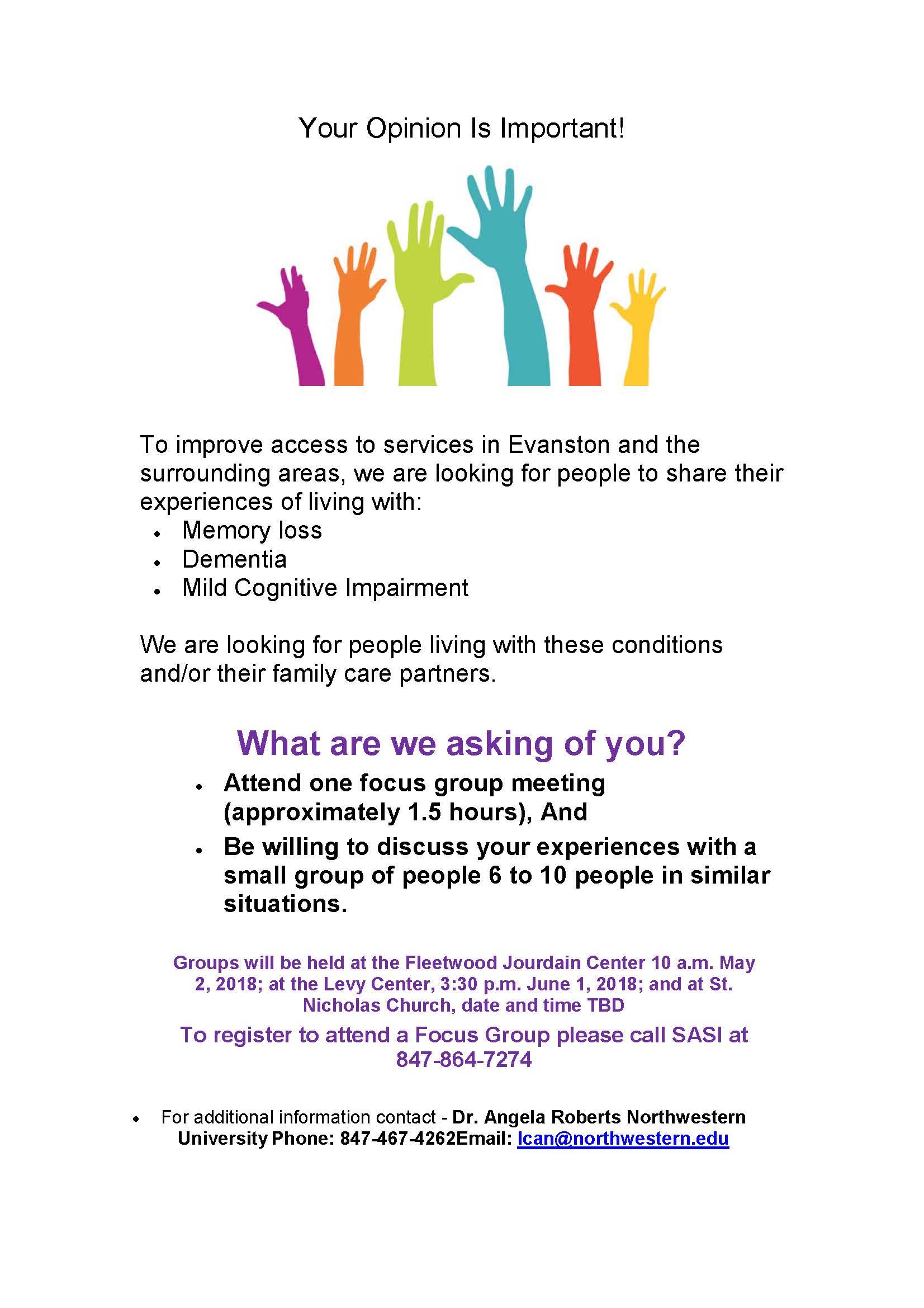 Dementia Friendly Evanston Focus Groups